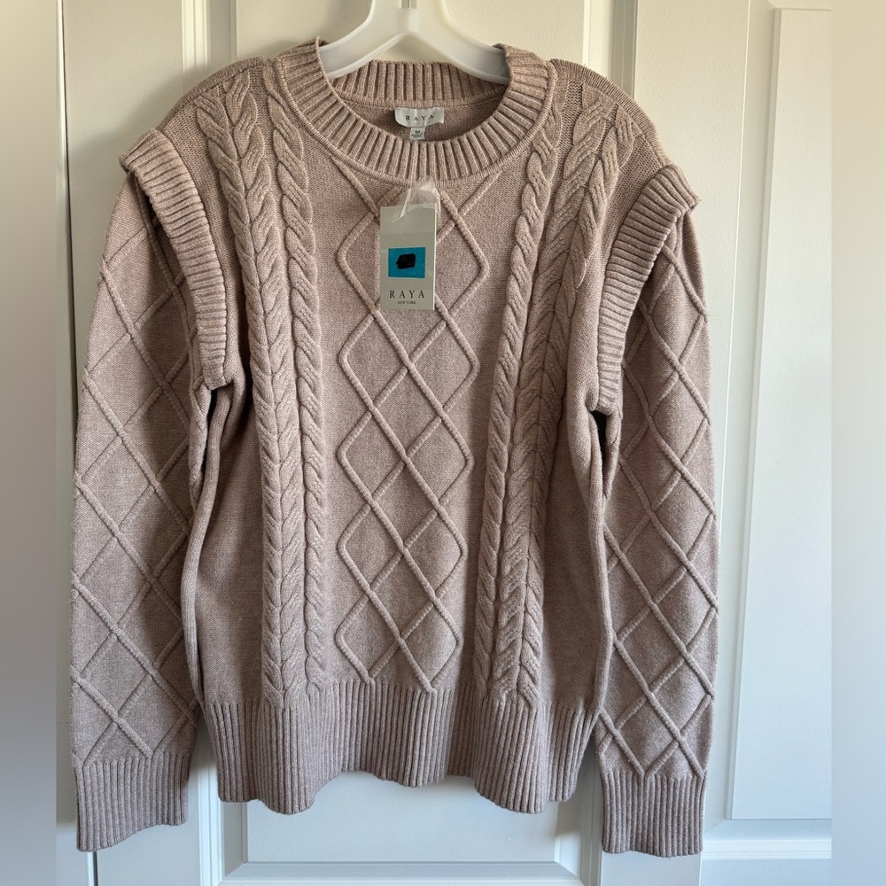 Classic Taupe Cable Knit Sweater